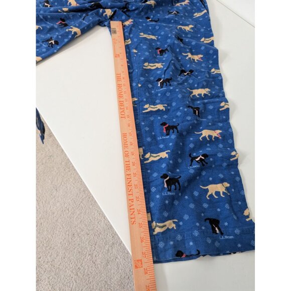 LL Bean Flannel Sleep Pants Womens Size Medium Blue Yellow Lab Black Lab Pajamas - Picture 10 of 11
